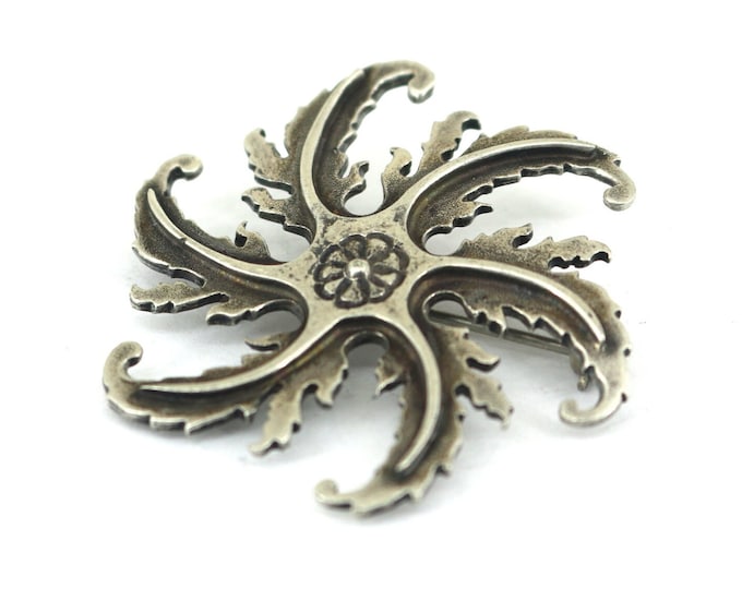 Vintage Luxury Star Swirl Shape Brooch 935 Sterling Silver BB 2025