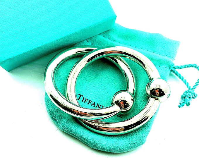 Authentic  Rattle | Tiffany Baby Rattle | Two Rings Baby Rattle | Sterling 925 Silver Rattle | Size 7 OT 376d