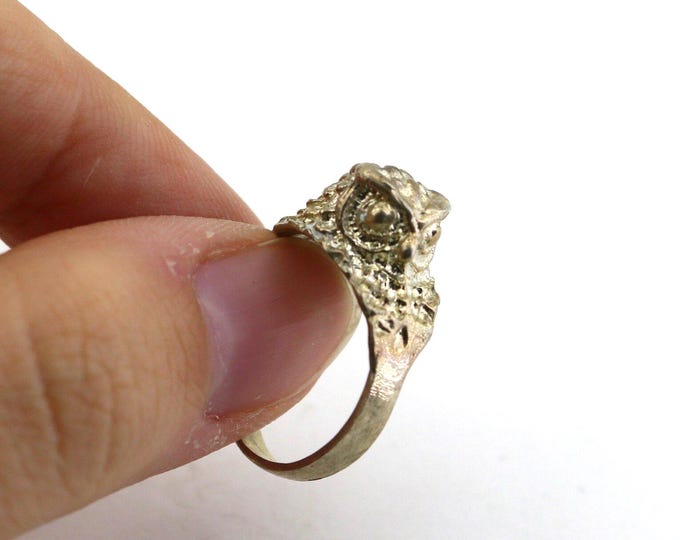 Vintage Size 6.25 Owl Magic Bird Mystic Design Ring 925 Sterling Silver RG 4341S