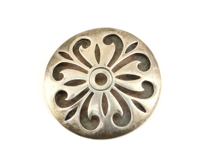 Vintage Fleur de Lis Lily Flower Scroll Design Pin/Brooch 925 Sterling Silver BB 1787
