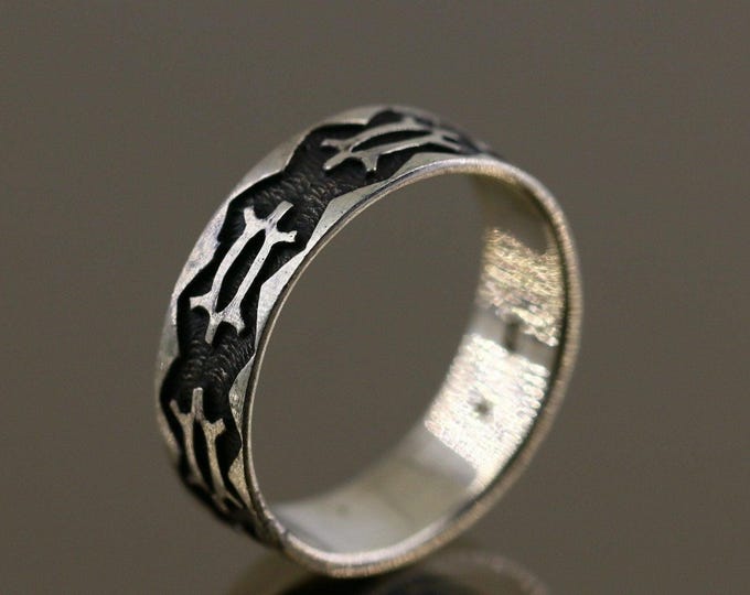 Vintage Ethnic Turtles Animal Reptile Design Band Ring (925) Sterling Silver Size 11.5 RG 4448