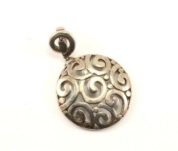 Vintage Large Scroll Swirl Open Design Pendant 92… - image 1