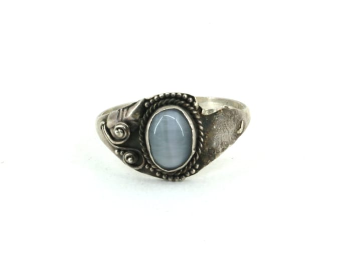 Vintage Size 7.25 Chrysoberyl Cats Eye Stone Ring 925 Sterling Silver Rg 4172