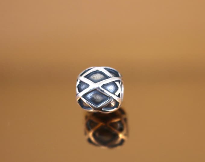 Vintage Pandora Harlequin Charm Block Bead For European Bracelet Sterling Silver CH 13A