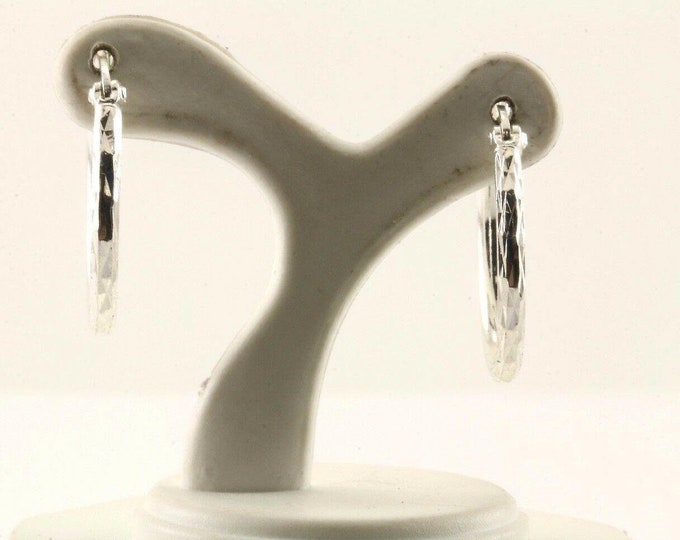 Vintage Textured Hoop Earrings 925 Sterling Er 939-2(401742007685)