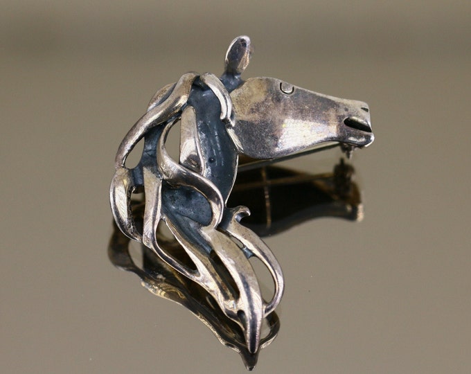 Vintage Silpada Retired Ethnic Horse Head Mule Animal Thailand Design Brooch Sterling Silver 925 BB 1934