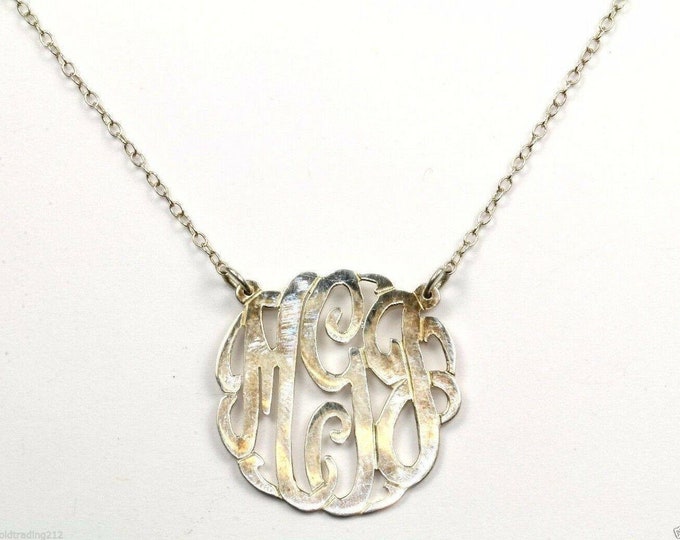 Vintage Initial Mgj Fancy Script Pendant Necklace 925 Sterling Nc 42(401744748278)