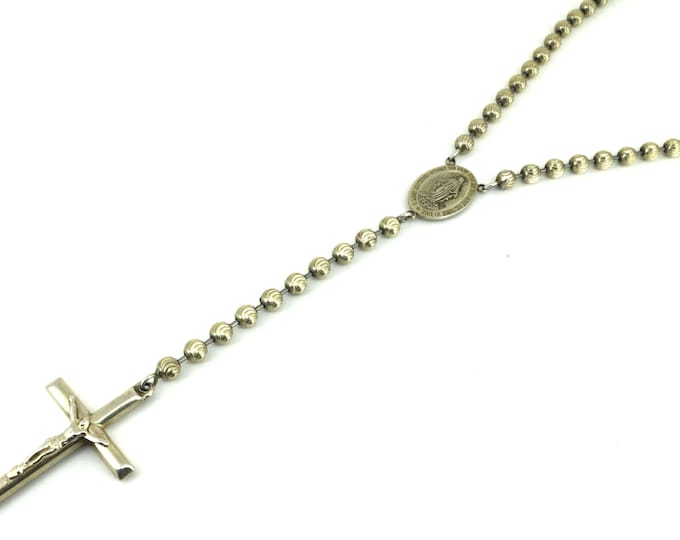 Vintage Rosary Chain Beaded Necklace 925 Sterling Silver NC 1631