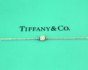 Authentic Tiffany & Co Natural Diamond Sterling Silver Chain Bracelet 7 in BR 635