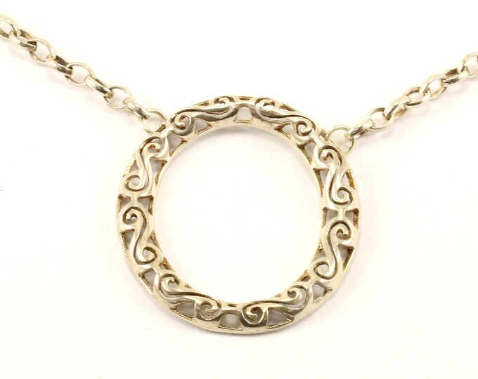 Vintage Scroll Design Round Necklace 925 Sterling Silver NC 1339