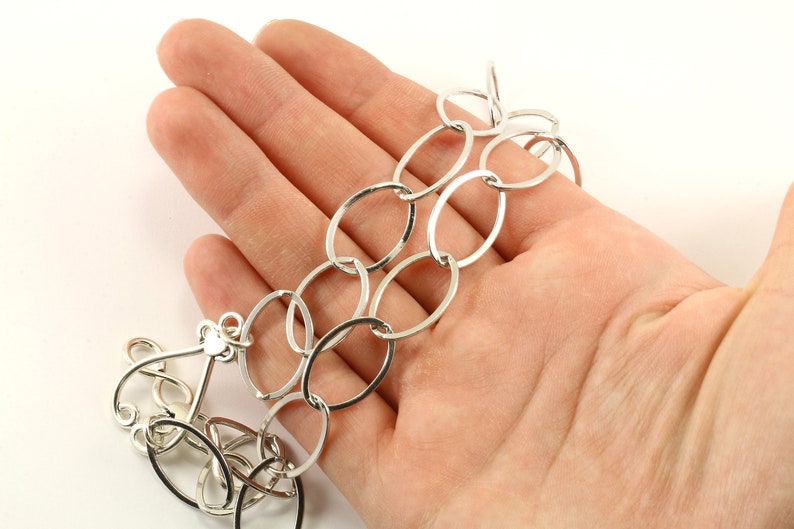 Vintage Large Oval Infinity Design Links Toggle Chain Necklace 925 Sterling Silver NC 1366
