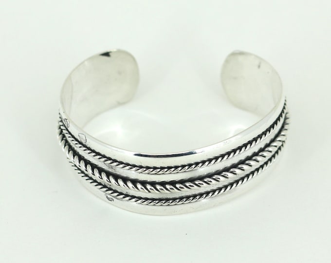 Vintage Navajo Native American Double Row Twisted Cuff  Bracelet Sterling Silver BR 1287