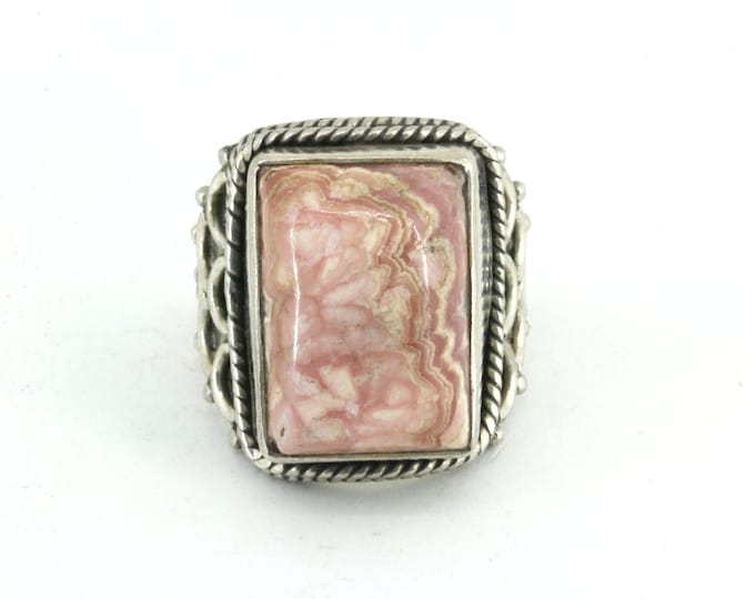 Vintage Size 8 Rhodochrosite Ring Sterling 925 Rg 1904