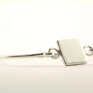 Vintage Square Plain Tag Engravable Bangle Bracelet Sterling Br 2678