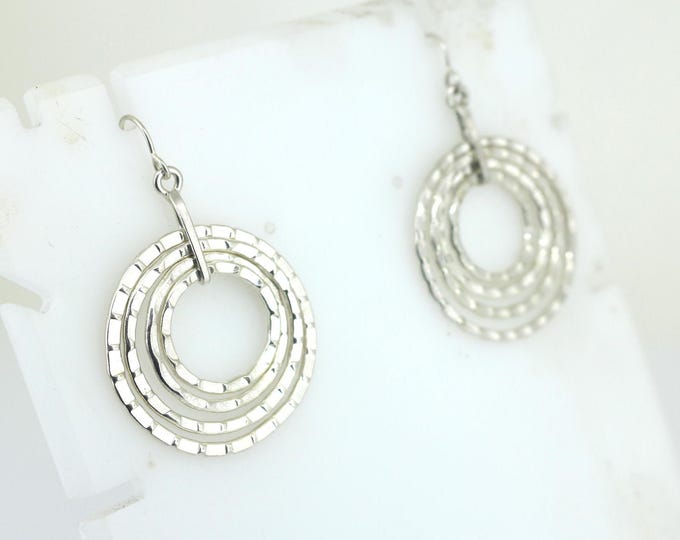 Vintage Mexico Movable Circles Drop Dangle   Earrings Sterling Silver 925 ER 1515
