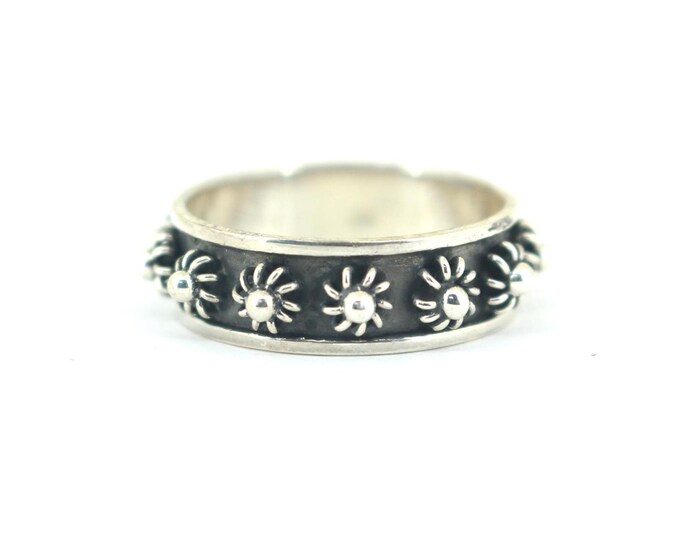 Vintage Size 10 Sun Band Ring Sterling 925 Silver Rg 4292
