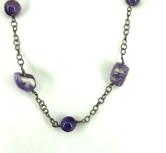 Vintage Amethyst  Necklace 925 Sterling 16.5 IN NC 023 View 4