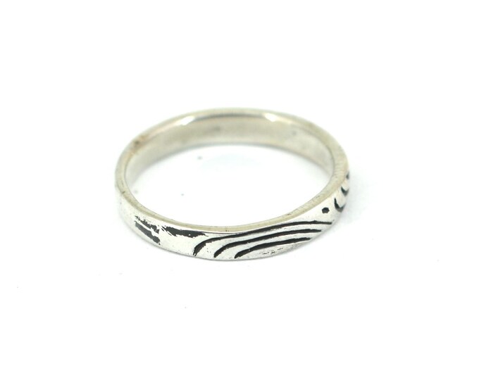 Vintage Size 8.5 Scroll Notches Band Design Ring 925 Sterling Silver RG 4711