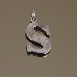 Vintage Simple Letter S Name Initial Alphabet Design Pendant 925 Sterling PD 2905