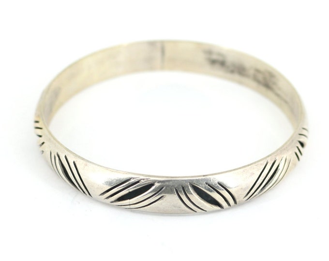 Vintage Mexico Contour Slits Hollow Design TM-80 Marked Bangle Bracelet for Women 925 Sterling Silver BR 772