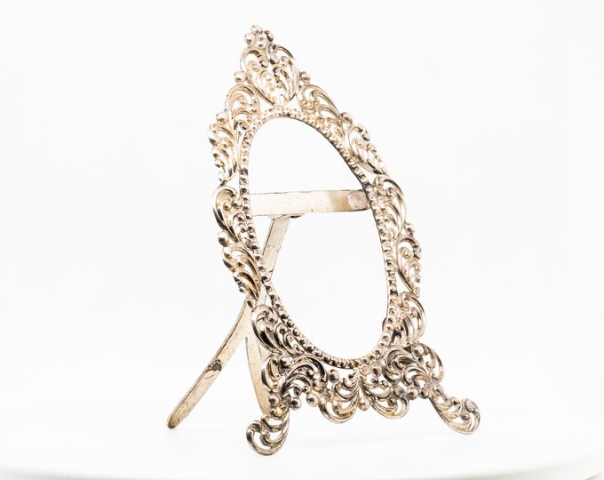 Vintage 1171 Old Victorian Small Oval Scroll Photo Memory Design Picture Frame Sterling 925 Silver Ot 361R