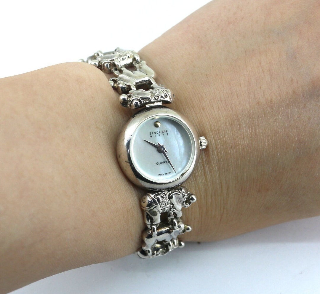 Vintage Sinclair Japan Quartz Elephant Band Watch Sterling