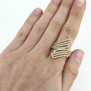 Vintage Size 6 Shiny Gold Plated Design Ring 925 Sterling Silver RG 2073