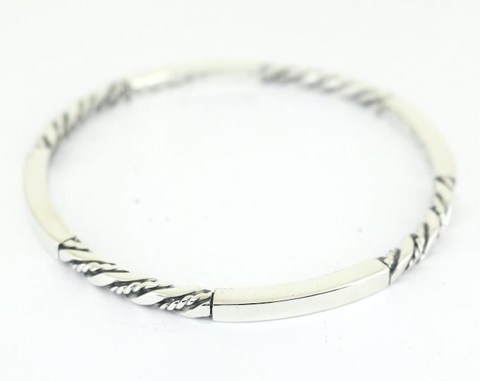 Vintage Georg Jensen 1940s Denmark Twisted Rope Bangle Bracelet 925 Sterling Silver BR 3941