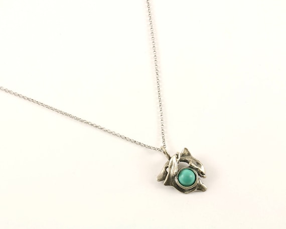 ヴィンテージ スターリングシルバー ドルフィン ターコイズ ネックレス