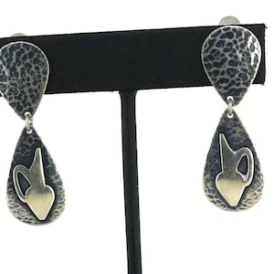 Vintage Handmade Jerusalem Israel Clip On Earrings Sterling 925 ER 649