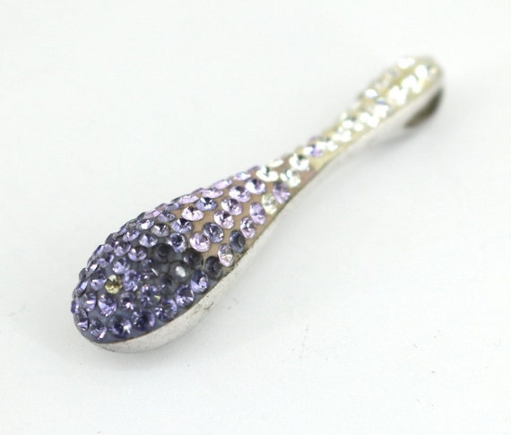 Vintage Shiny Q-tip Style White Purple Crystals C… - image 1