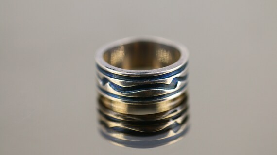 Vintage Size 6.25 Wave Abstract Design Band Ring 925 Sterling Silver RG  1656 - Etsy