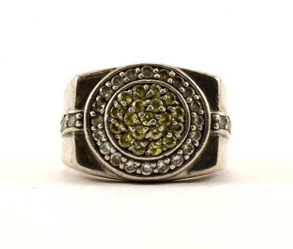 Vintage Size 9.25 Men's Design Crystal Ring Sterl… - image 2