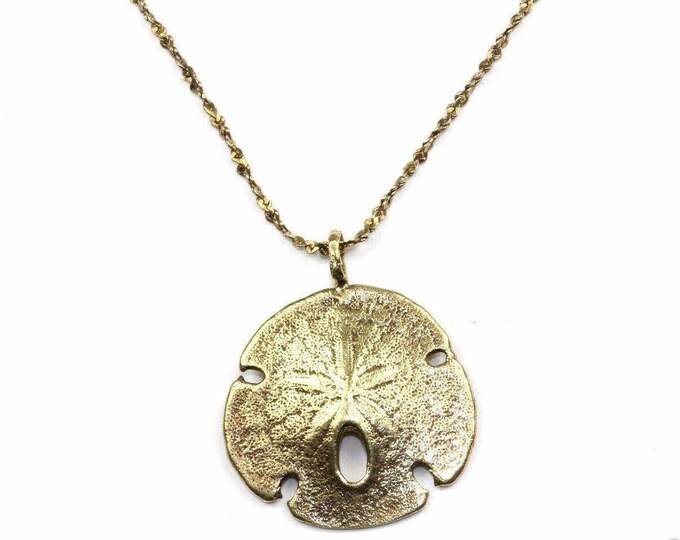 Vintage Sandstone Pendant Gold Tone Necklace 925 Sterling Nc 640