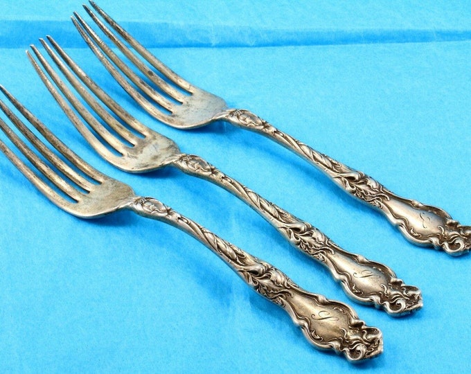 1902 Wallace Eton Iris Flower Art Nouveau Set Of Three Dinner Forks  Fw 105-e(123726800163)