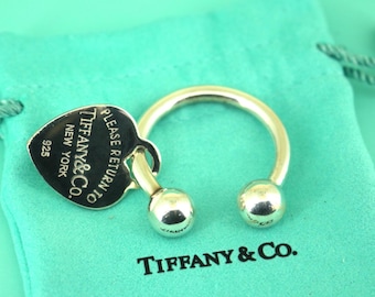 Authentic Tiffany & Co " Please Return To Tiffany" Key Ring Chain Sterling 925 Silver OT 82