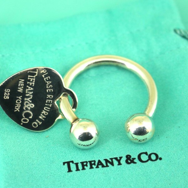 Authentic Tiffany & Co " Please Return To Tiffany" Key Ring Chain Sterling 925 Silver OT 82