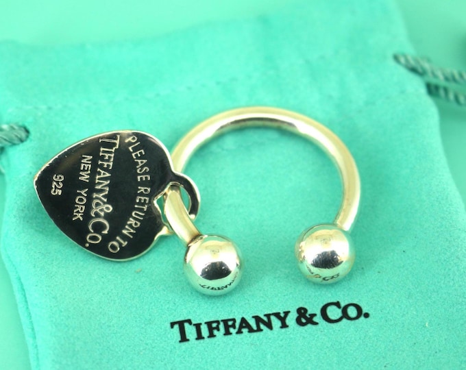 Authentic Tiffany & Co " Please Return To Tiffany" Key Ring Chain Sterling 925 Silver OT 82