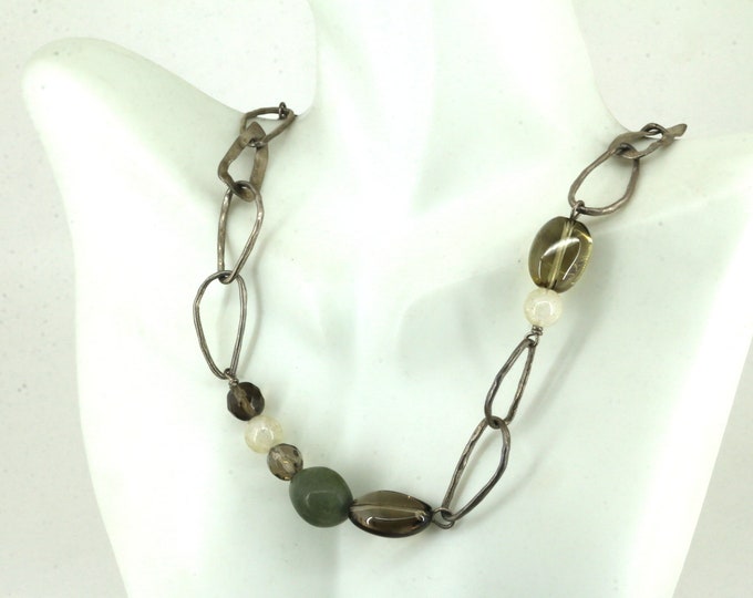 Vintage Silpada Jade & Smokey Quarts Necklace 925 Sterling Silver NC 494