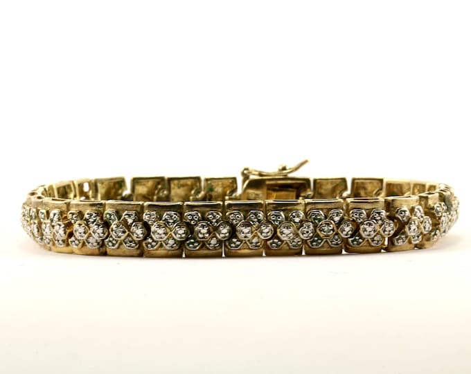 Vintage Beautiful Art Deco Design Link Bracelet 925 Sterling BR 2433