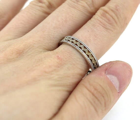 Vintage Size 9.25 Gold Plated Yellow CZ Band Ring 925