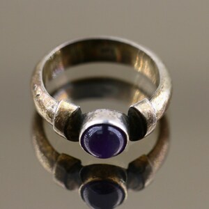 Vintage Size 9.25 Round Bead Purple Amethyst Simple Plain Design Band Ring 925 Sterling Silver RG 23
