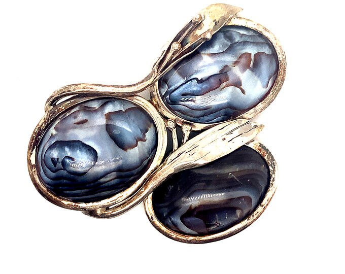 Vintage Blue  Rhodusite Stone Brooch Floral Design Brooch | Cut Design Brooch | Silver 925 Sterling | BB 1951V