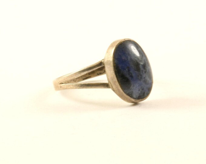 Vintage Oval Blue Sodalite Stone Design Ring 925 Sterling Silver RG 4228