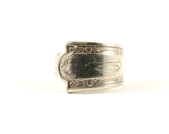 Vintage Floral Design Spoon Ring 925 Sterling RG 3667