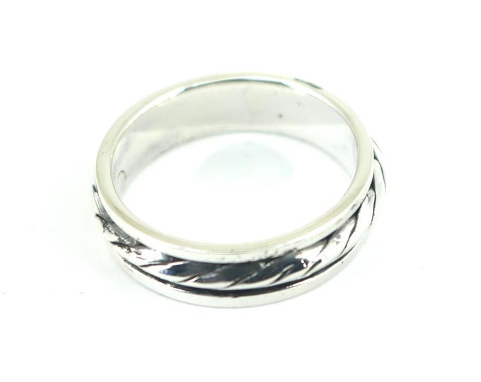 Vintage Size 10 Men's Braided Band Ring 925 Sterling Silver RG 4556