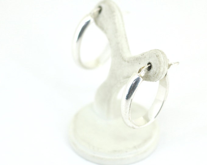Vintage Shiny Hoop Earrings Sterling 925 ER 909