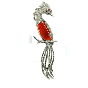 Vintage Large Peacock Bird Design Brooch Sterling Silver 925 BB 529