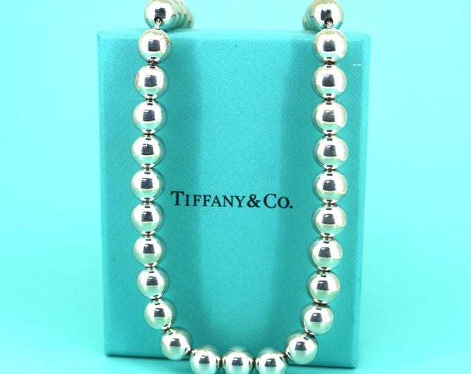 Authentic Tiffany & Co Beaded Chain Necklace 925 Sterling NC 1770