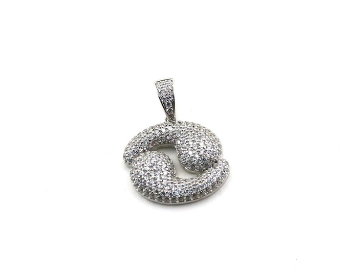 Vintage Cancer Shiny White CZ Crystals Zodiac Sign Design Pendant 925 Sterling PD 1209U